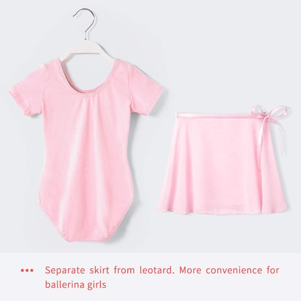 Stelle Girls Ballet Leotards Toddler Dance Combo with Skirt and Tights | Crew neck, Removable ballet skirt, Durable footed tights, Fully lined front, High elasticity & durable, Breathable(1-ballet Pink)