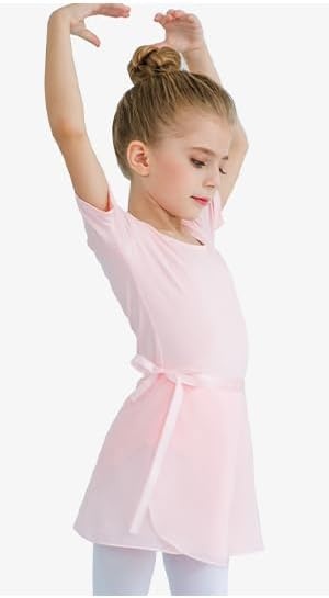 Stelle Girls Ballet Leotards Toddler Dance Combo with Skirt and Tights | Crew neck, Removable ballet skirt, Durable footed tights, Fully lined front, High elasticity & durable, Breathable(1-ballet Pink)