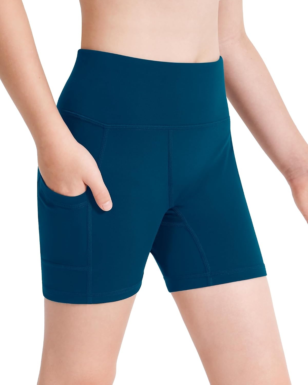 Stelle Girls 3″/4″/8″ Bike Volleyball Shorts with Pockets Youth Athletic Yoga Dance Gymnastics Compression(Oceanic)
