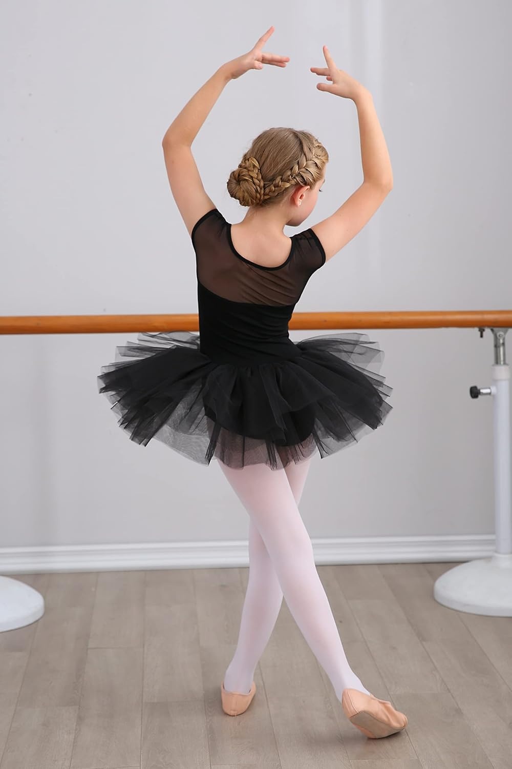 Stelle Ballet Leotards for Girls Toddler Leotard with Tutu Skirt Dance Tutu Dress (Little/Big Kid)(01-black)