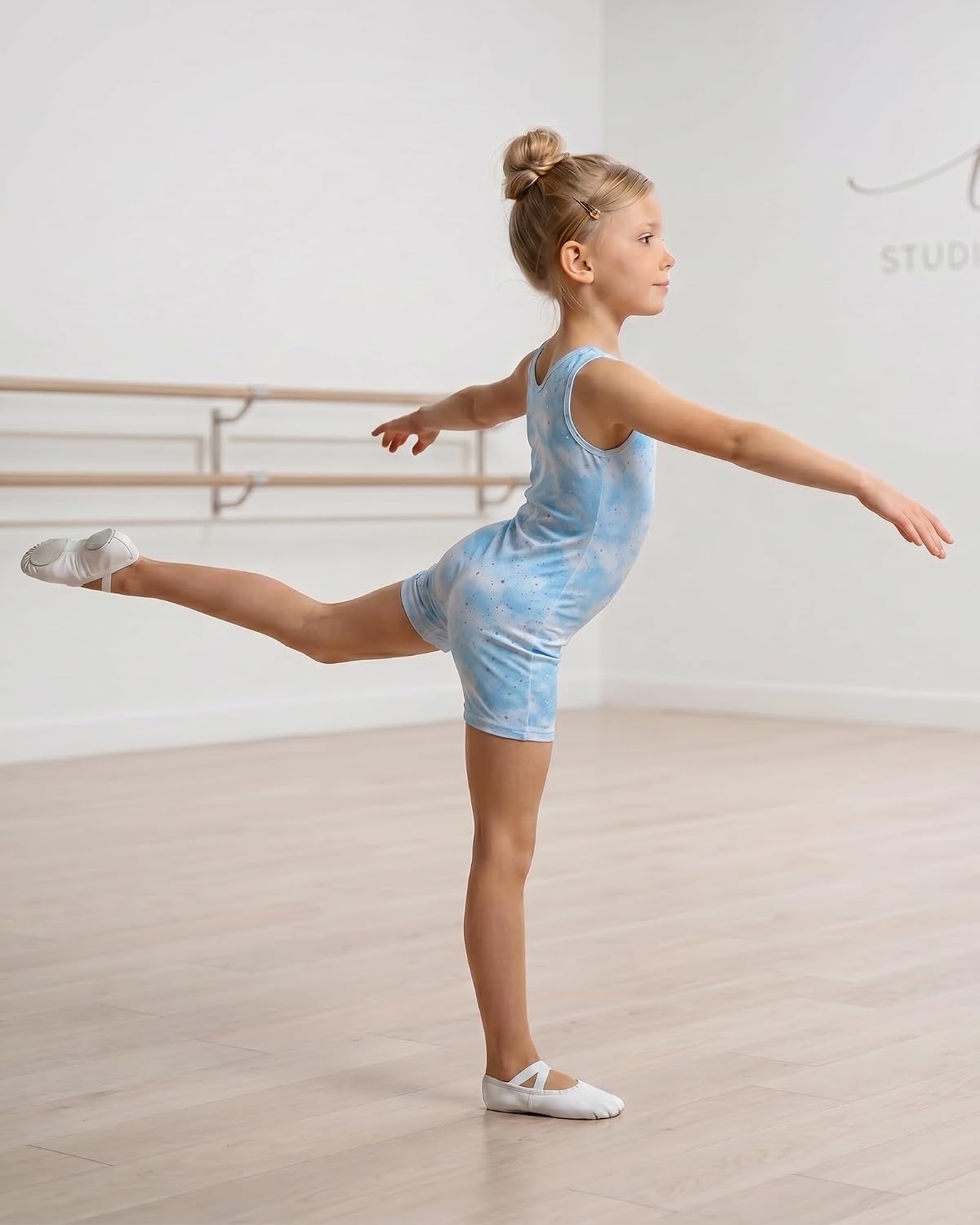 Stelle Gymnastics Leotards for Girls Unitards Biketards Tumbling Outfits(Cloudburst Blue)