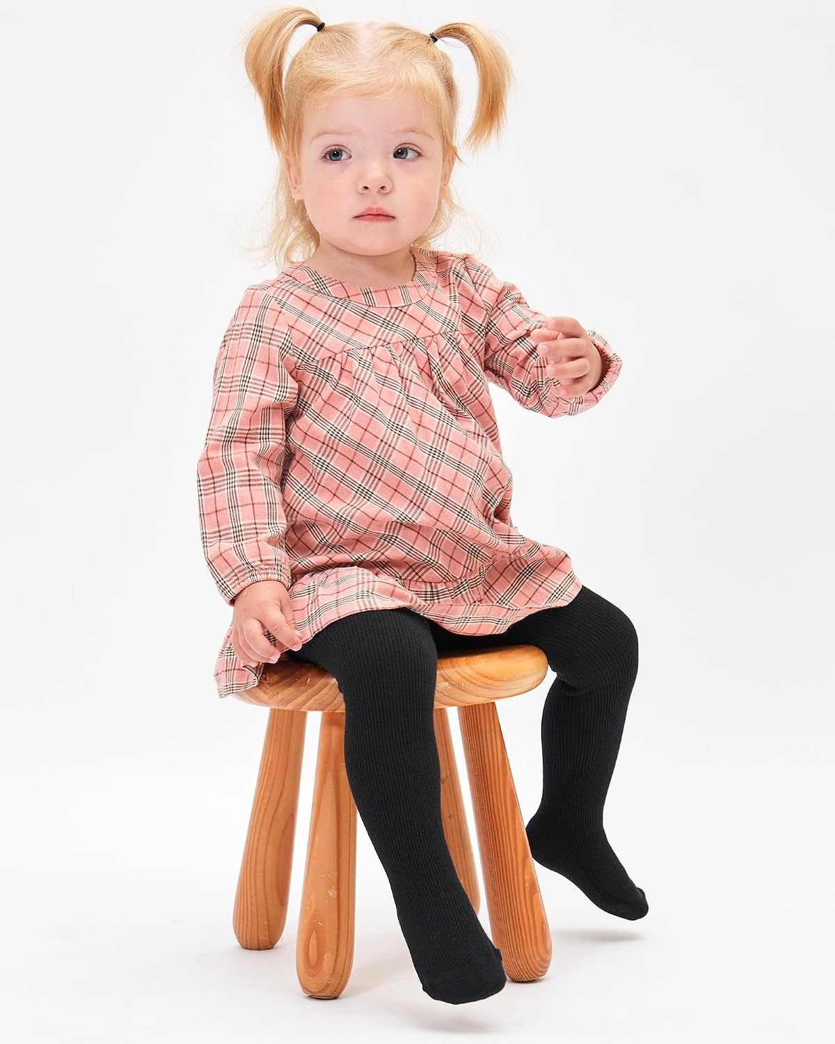 Stelle Toddler Girls Tights Baby Cable Knit Stockings Thick Cotton Legging(2-pack-black)