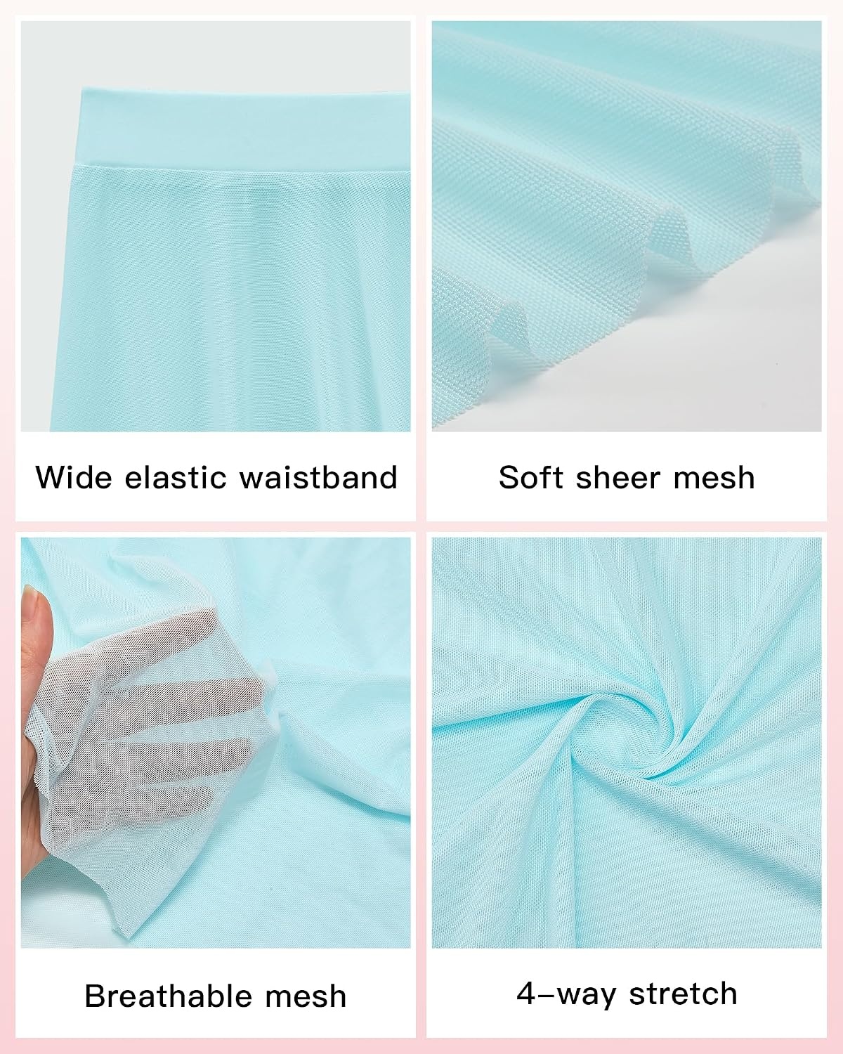 Stelle Women Ballet Skirt Chiffon Wrap Skirt Pull On Adult Dance Skirt Elastic Mesh Sheer Ballerina Outfit Dancewear(Light Blue)