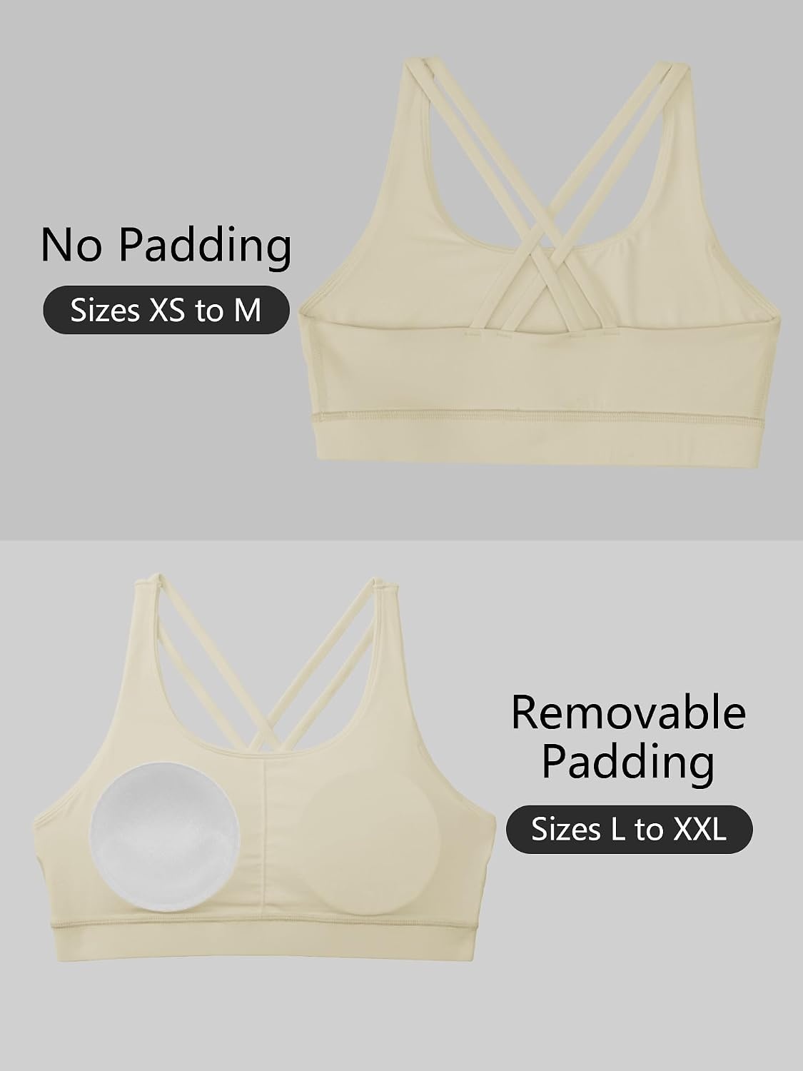 Stelle Girls Sports Bra Cross Back Training Bras for Dance Yoga 6Y-15Y(Creme)