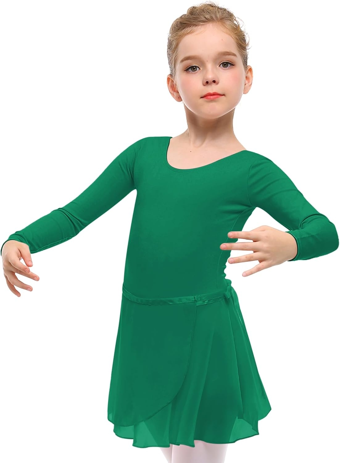 Stelle Girls Ballet Leotards Toddler Dance Combo with Skirt and Tights | Crew neck, Removable ballet skirt, Durable footed tights, Fully lined front, High elasticity & durable, Breathable(Green)