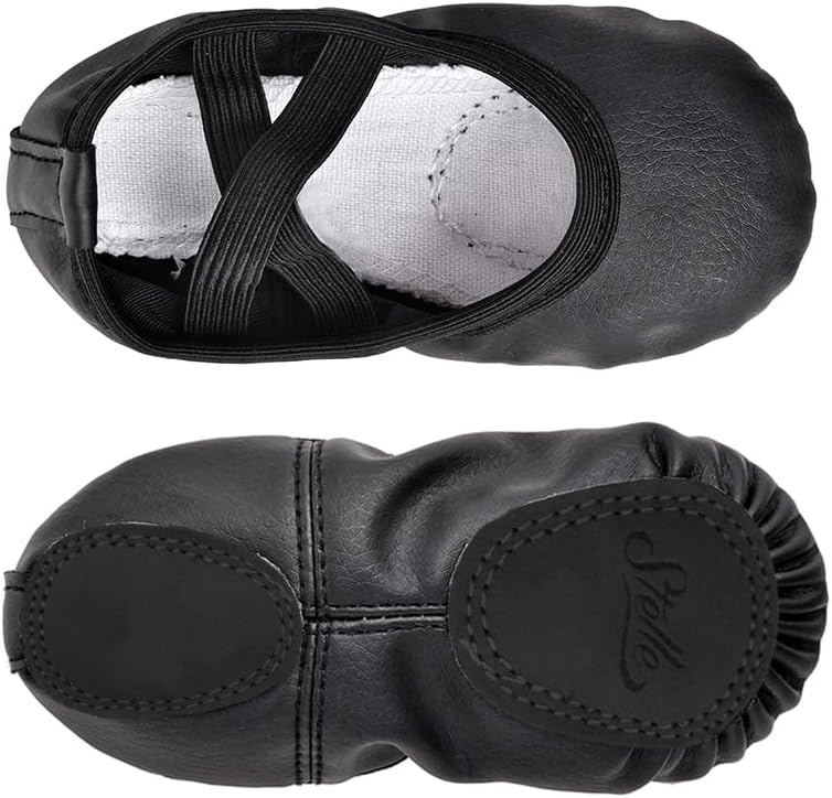 Stelle Ballet Shoes for Girls Toddler Soft Leather Split Sole Practice | Ballet slippers, Dance shoes, Drawstring or no-drawstring design, Suede leather sole, Boys and girls, Little and big kids(Black)