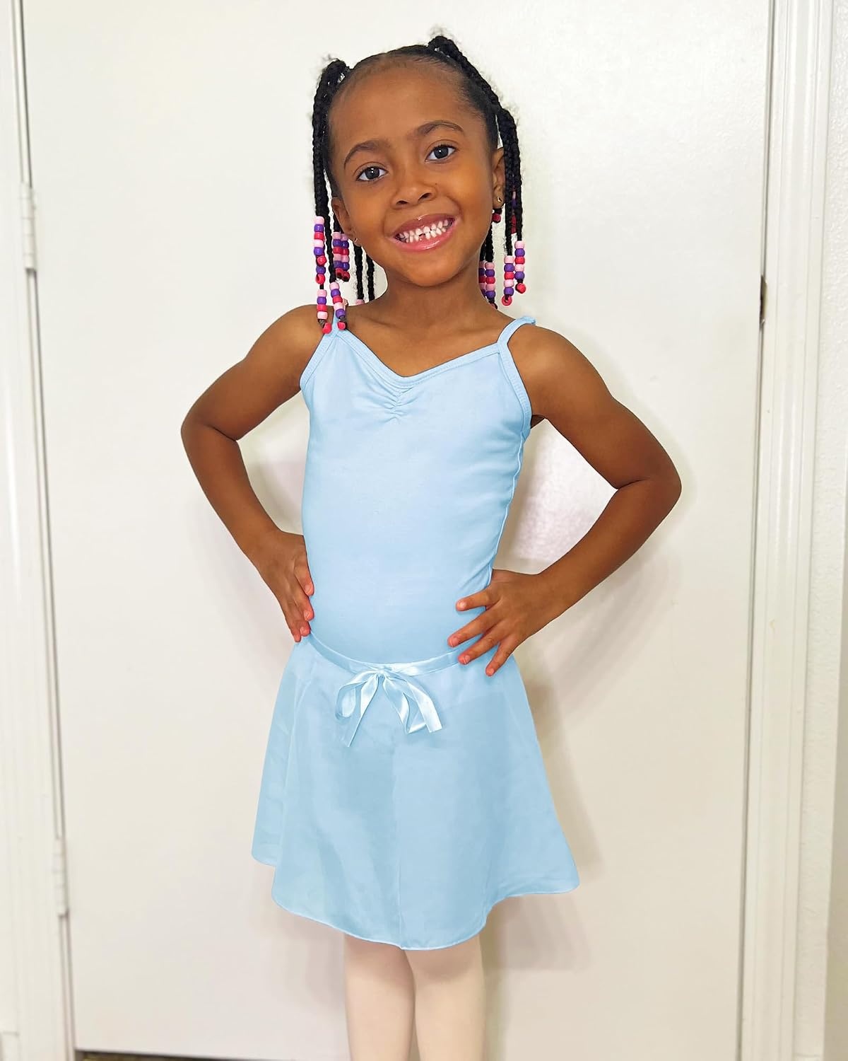 Stelle Ballet Skirts for Girls Toddler Dance Skirt Chiffon Kids Ballet Wrap Skirts(02-blue (Adjustable Tie))