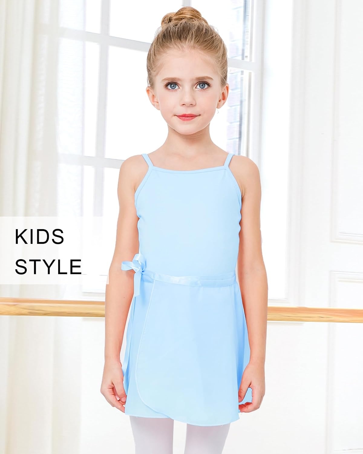 Stelle Ballet Skirts for Girls Toddler Dance Skirt Chiffon Kids Ballet Wrap Skirts(02-blue (Adjustable Tie))