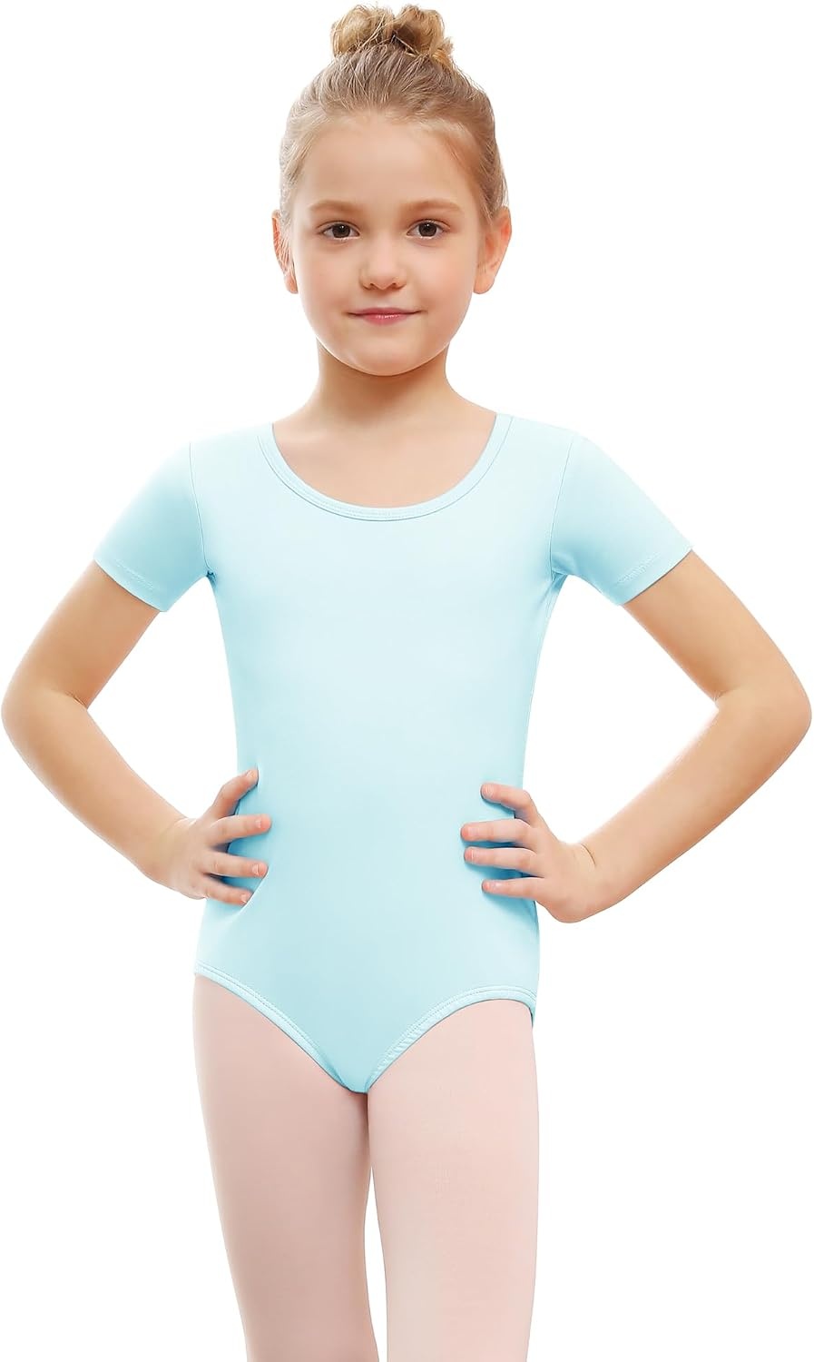 Stelle Ballet Leotards for Girls Short Sleeve Gymnastics Dance Outfit 2-16Y | Scoop neckline, Stretch fabric, Comfortable fit, Skin-friendly, Gymnastics & Ballet, Toddler dancewear, Kids bodysuit(Blue)