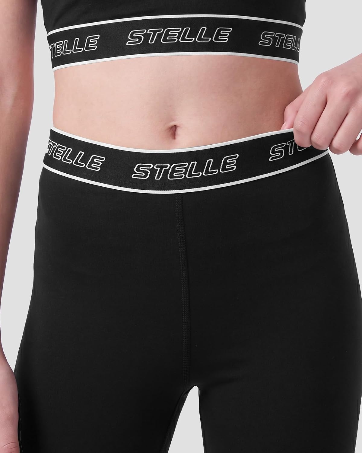 Stelle Girls Athletic Leggings Kids Dance Yoga Pants for Sports Casual Wear | Soft 4-Way Stretch,Logo Waistband,Moisture-Wicking Comfort,Non-See-Through for Yoga,Dance,Sports Everyday Wear(01-b1-black)