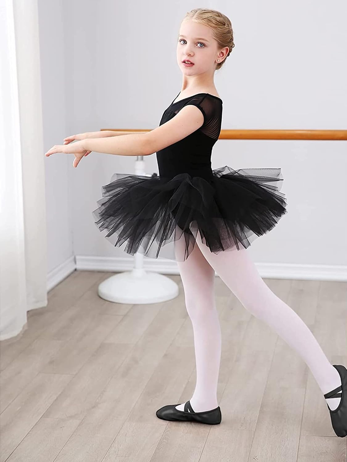 Stelle Ballet Shoes for Girls Genuine Leather Dance Slippers | Toddler ballet shoes, Full leather upper, Suede split sole, Elastic straps, Soft cotton lining, Flexible movement, Beginner(Black (No-tie))