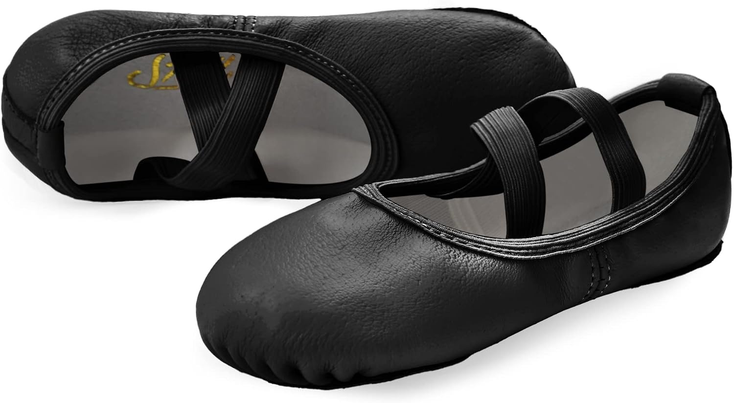 Stelle Ballet Shoes for Girls Genuine Leather Dance Slippers | Toddler ballet shoes, Full leather upper, Suede split sole, Elastic straps, Soft cotton lining, Flexible movement, Beginner(Black (No-tie))
