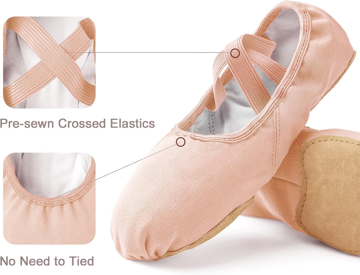Stelle Women Ballet Shoes Highly Stretch Canvas Adult Ballet Slippers Split Sole Yoga Dance Shoe for Girls Boys(Ballet Pink)