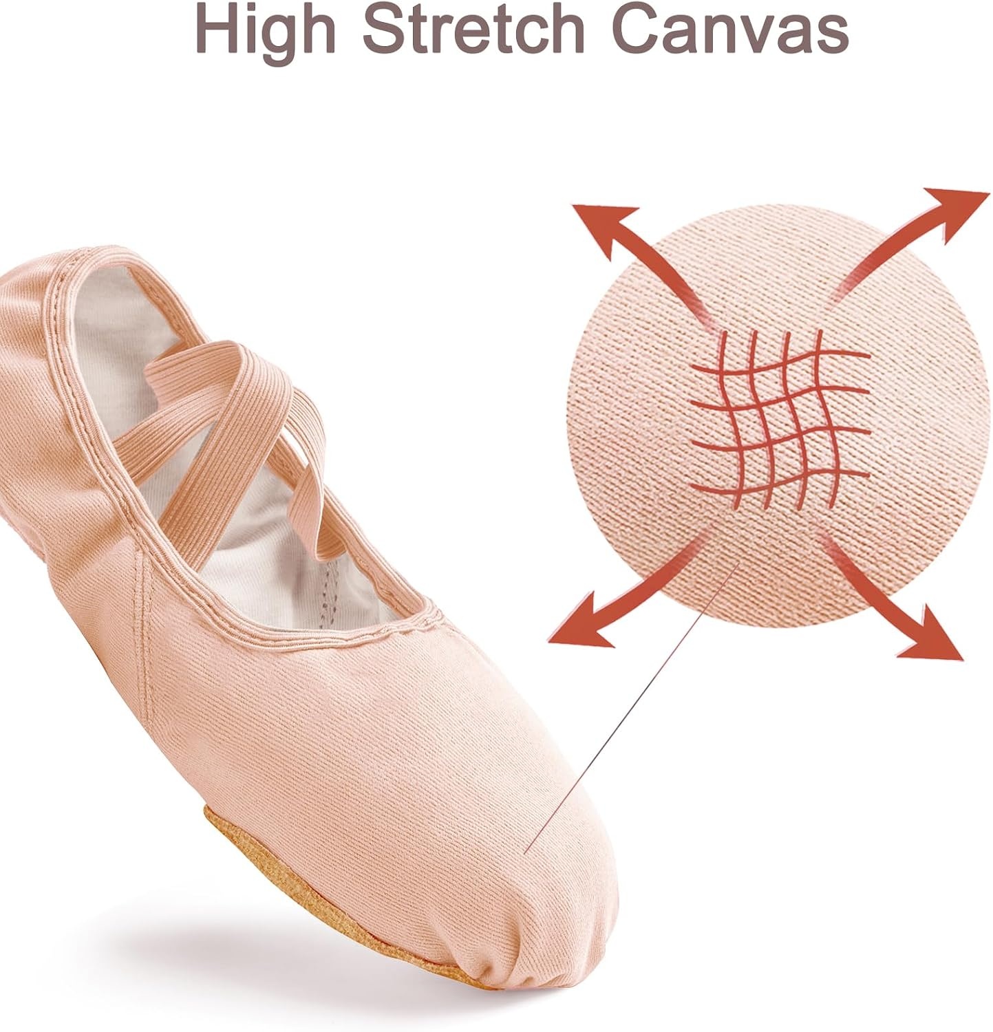 Stelle Women Ballet Shoes Highly Stretch Canvas Adult Ballet Slippers Split Sole Yoga Dance Shoe for Girls Boys(Ballet Pink)