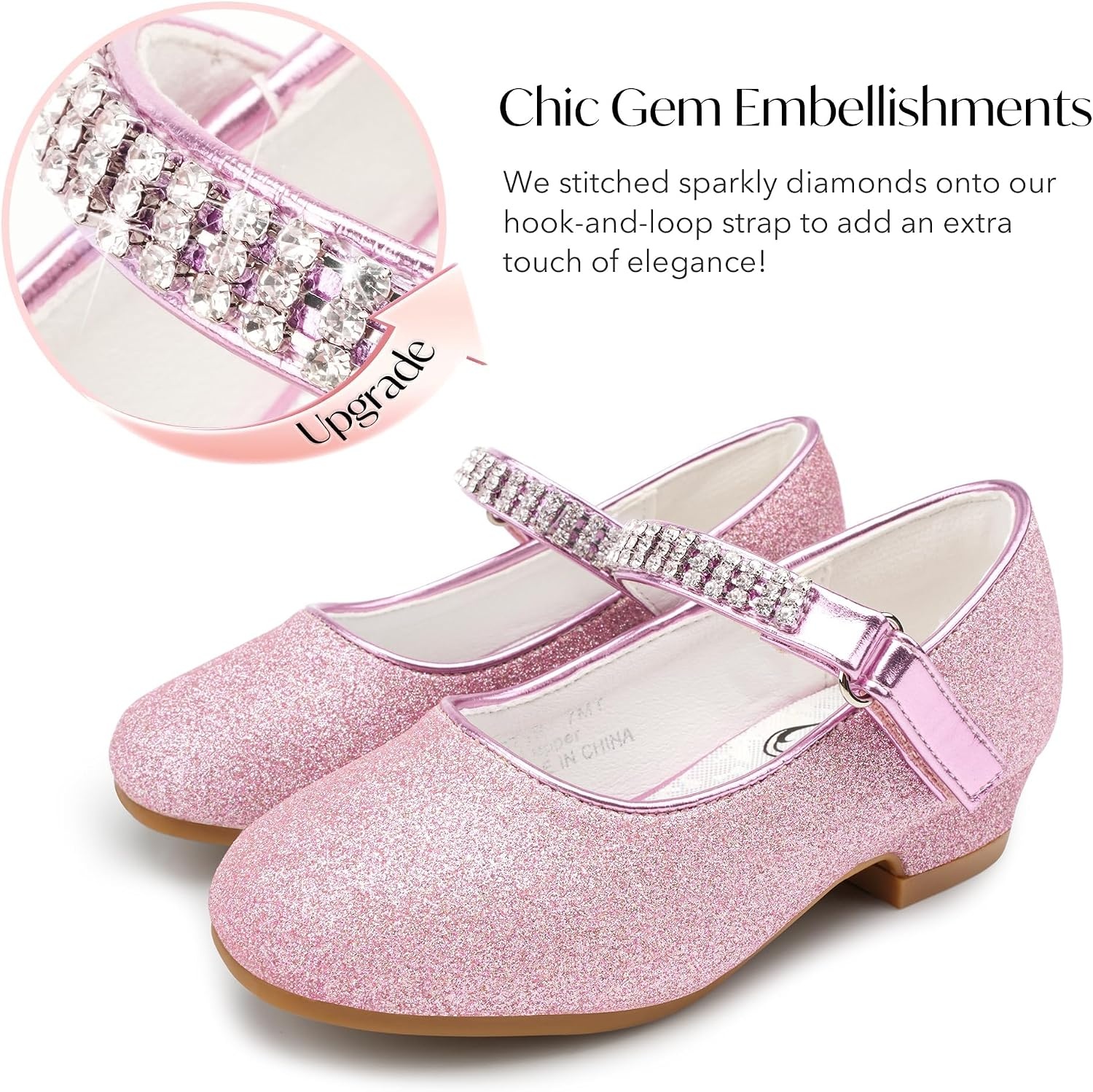Stelle Girls Mary Jane Dress Shoes Low Heel Glitter Patent Bow Kids Party Wedding Flower Girl School Shoes(Toddler/Little/Big Kid)(Glitter Mary Jane-fuchsia)