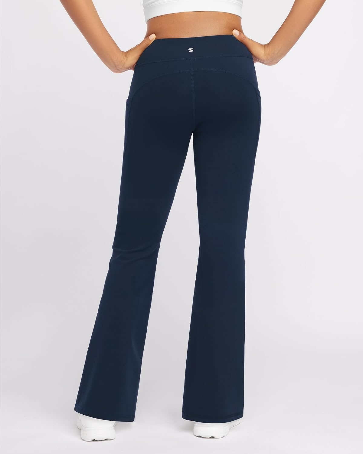 Stelle Girls Fleece Lined Flare Leggings with Pockets Bell Bottom Pants | Warm Fleece Lining,Soft 4-Way Stretch,Side Pockets, Flared Leg Style for Yoga,Dance,Gymnastics, School,Athletic,Winter Wear(Navy)