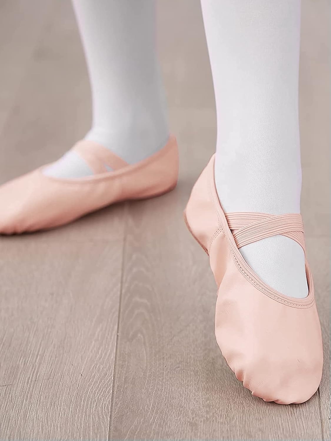 Stelle Ballet Shoes for Girls Dance Slippers Genuine Leather Ballerina Shoes for Toddler/Little Kid/Big Kid(Ballet Pink (No-tie))