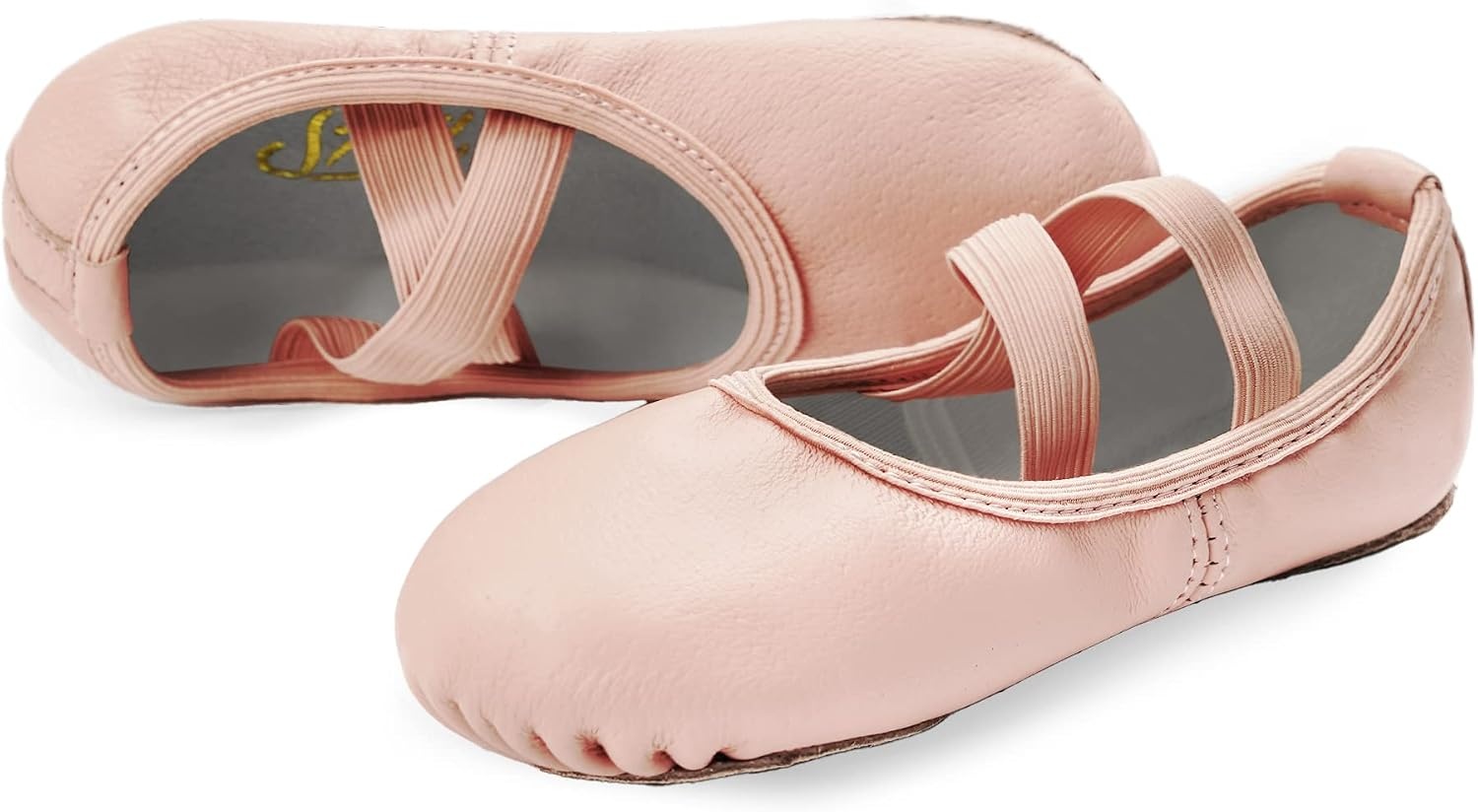 Stelle Ballet Shoes for Girls Dance Slippers Genuine Leather Ballerina Shoes for Toddler/Little Kid/Big Kid(Ballet Pink (No-tie))