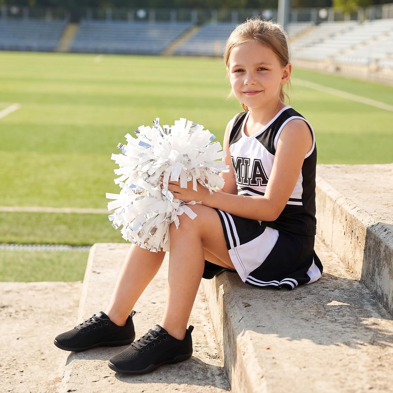Stelle Cheer Shoes Girls Women White Cheerleading Shoes Breathable Youth Dance Sneakers for Competition Training Tennis(Black)