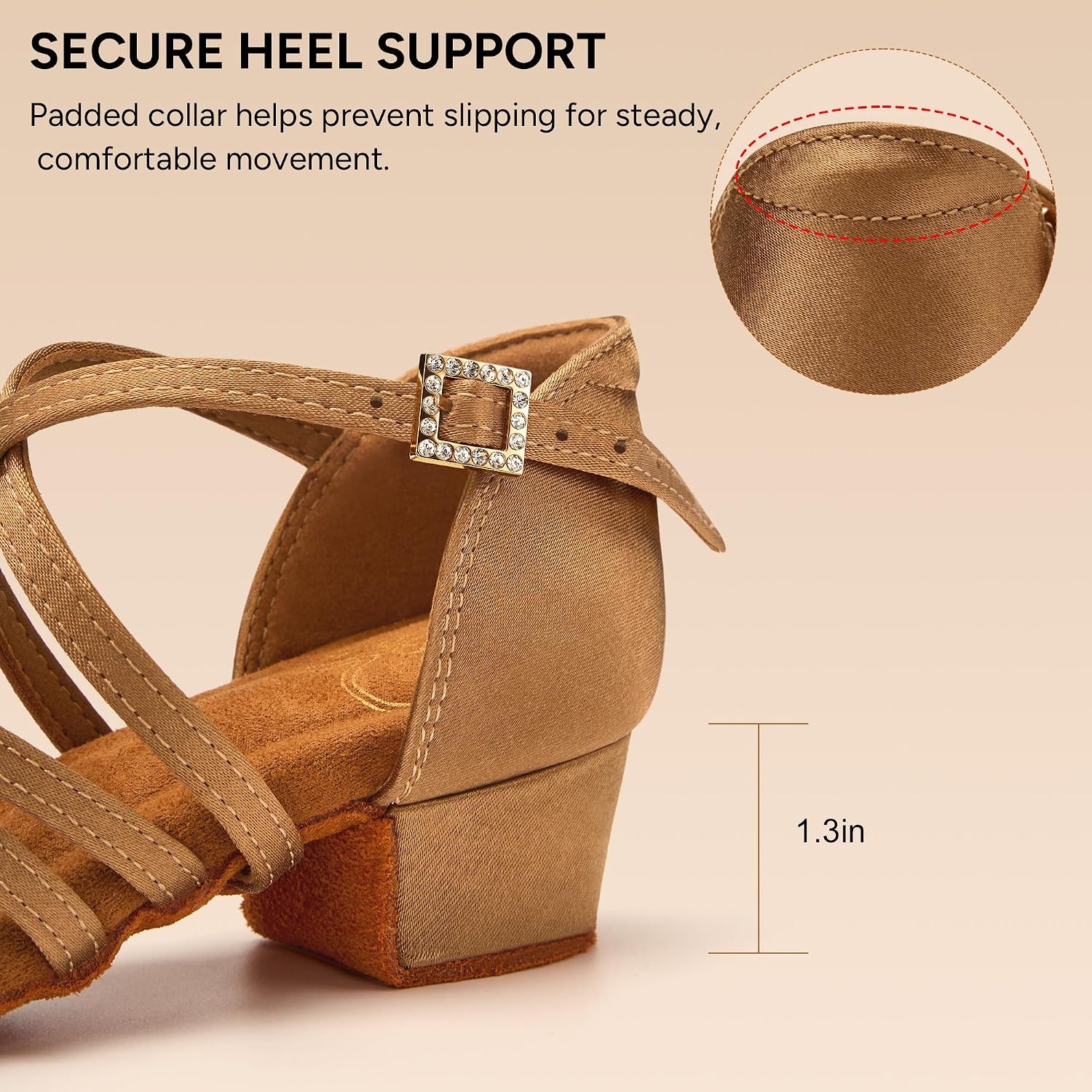 Stelle Girls Latin Dance Shoes Low Heel Ballroom Salsa(Tan)