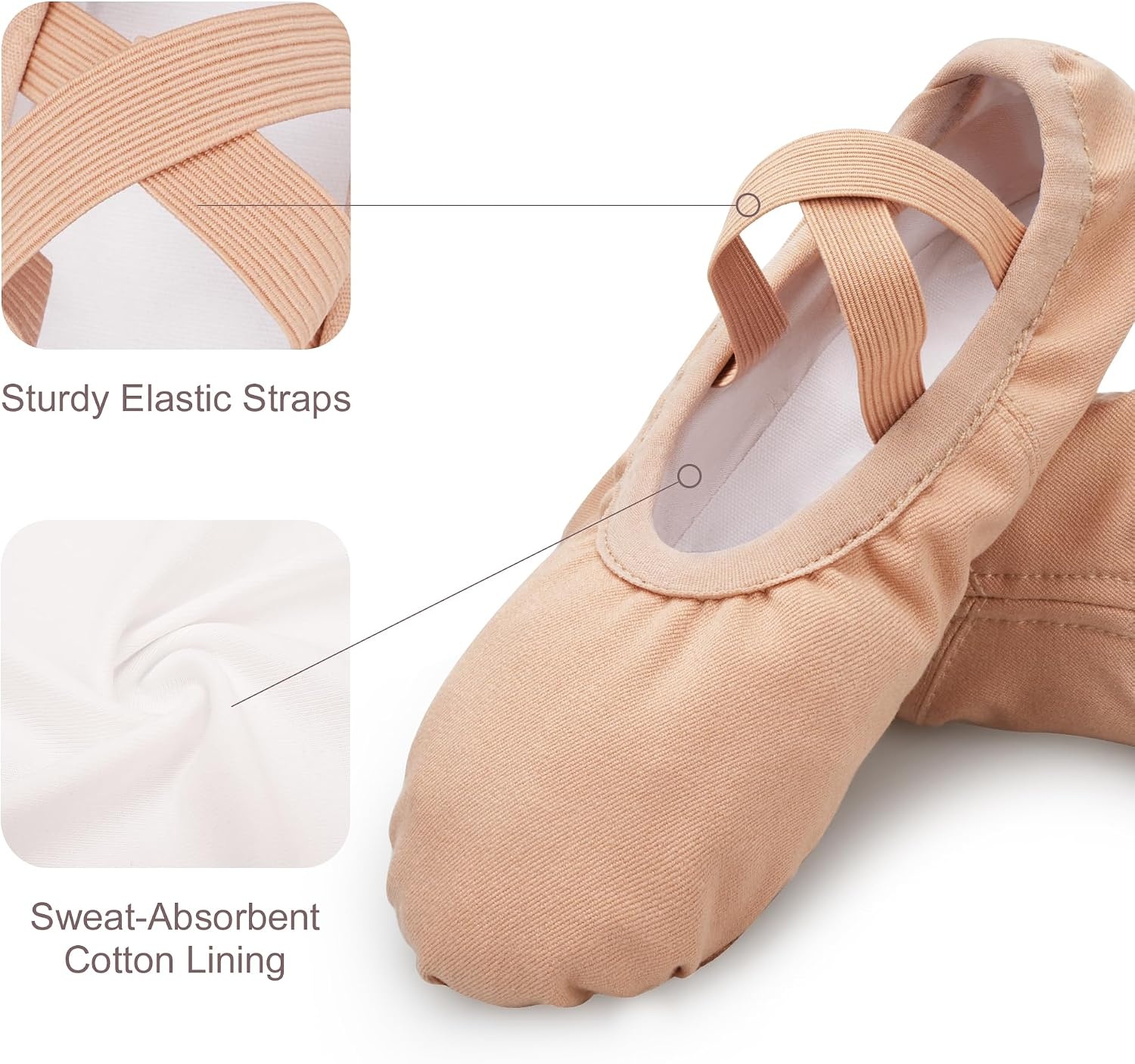 Stelle Ballet Shoes for Women Stretch Canvas Ballet Slippers Dance Yoga(Tan)