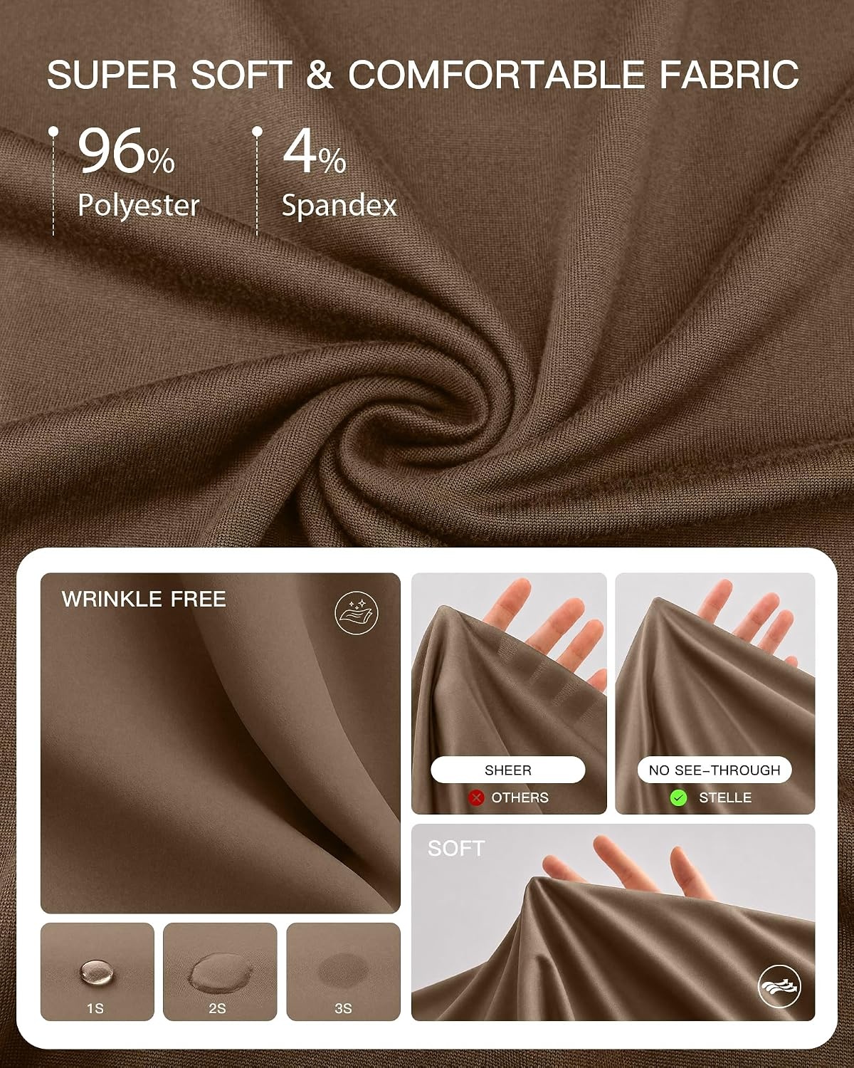 Stelle Non See Through Oversized T Shirts Women Crew Neck Short Sleeve Summer Tops Soft Basic Tee Shirt(Mocha)