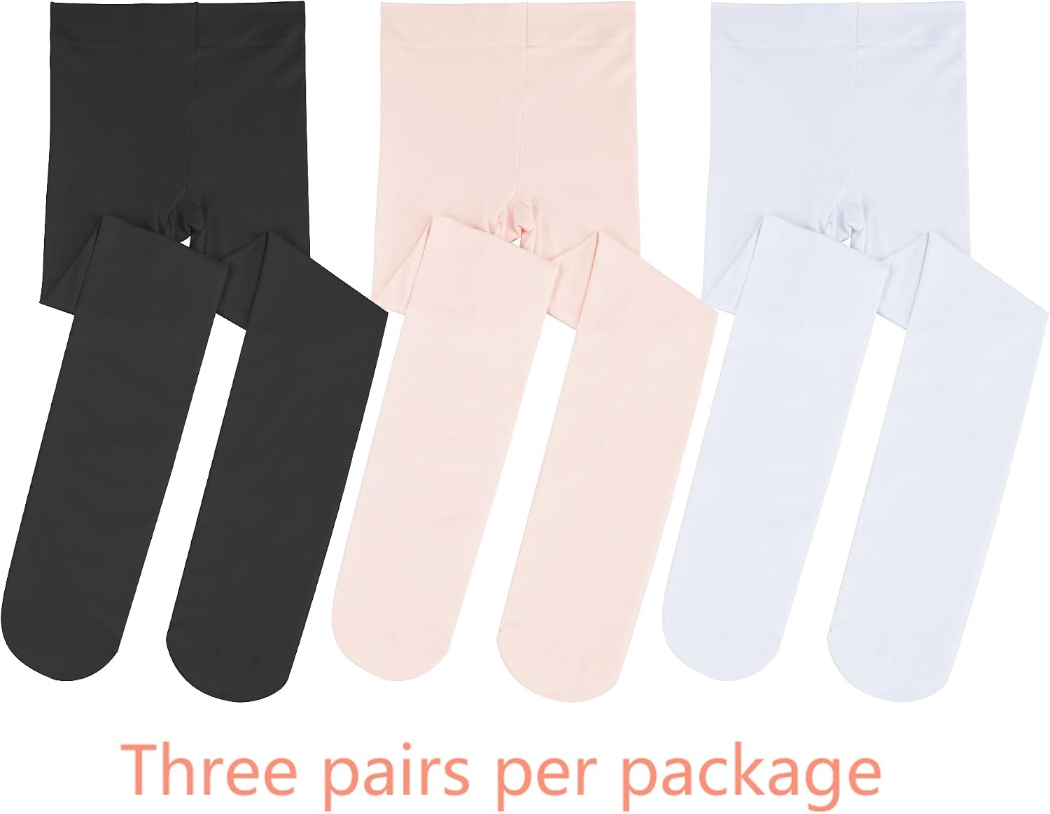Stelle Girls’ Footed Ballet Tights for Dance Class Toddler Kids 2T-15Y(Ballet Pink+white+black)