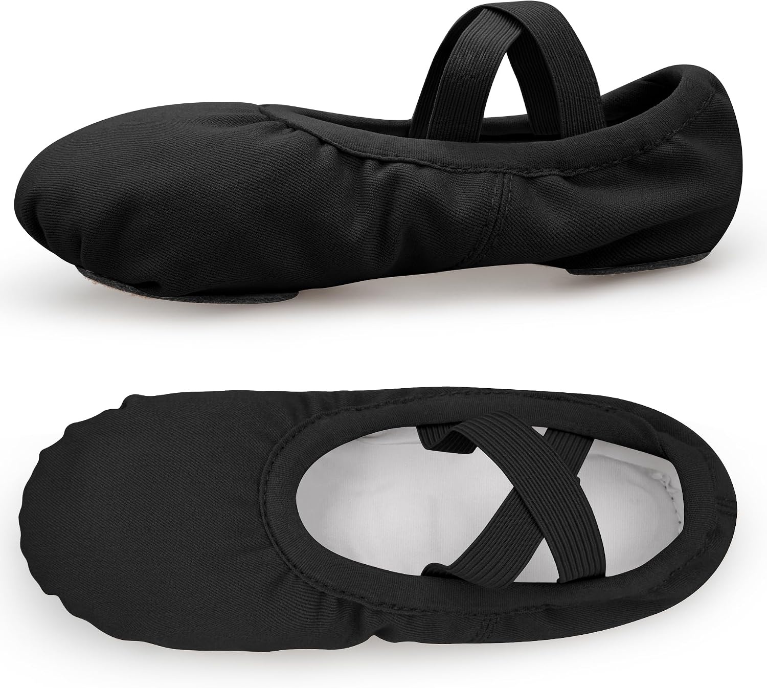 Stelle Ballet Shoes for Women Stretch Canvas Ballet Slippers Dance Yoga(Black)