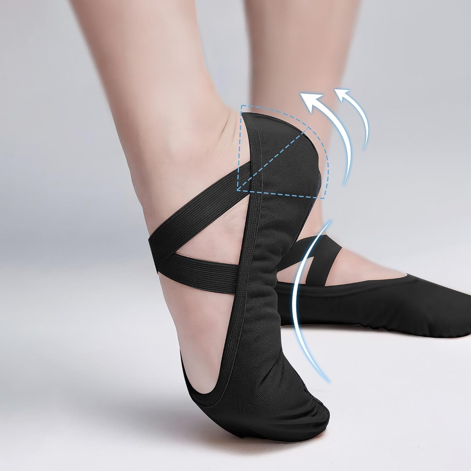 Stelle Ballet Shoes for Women Stretch Canvas Ballet Slippers Dance Yoga(Black)
