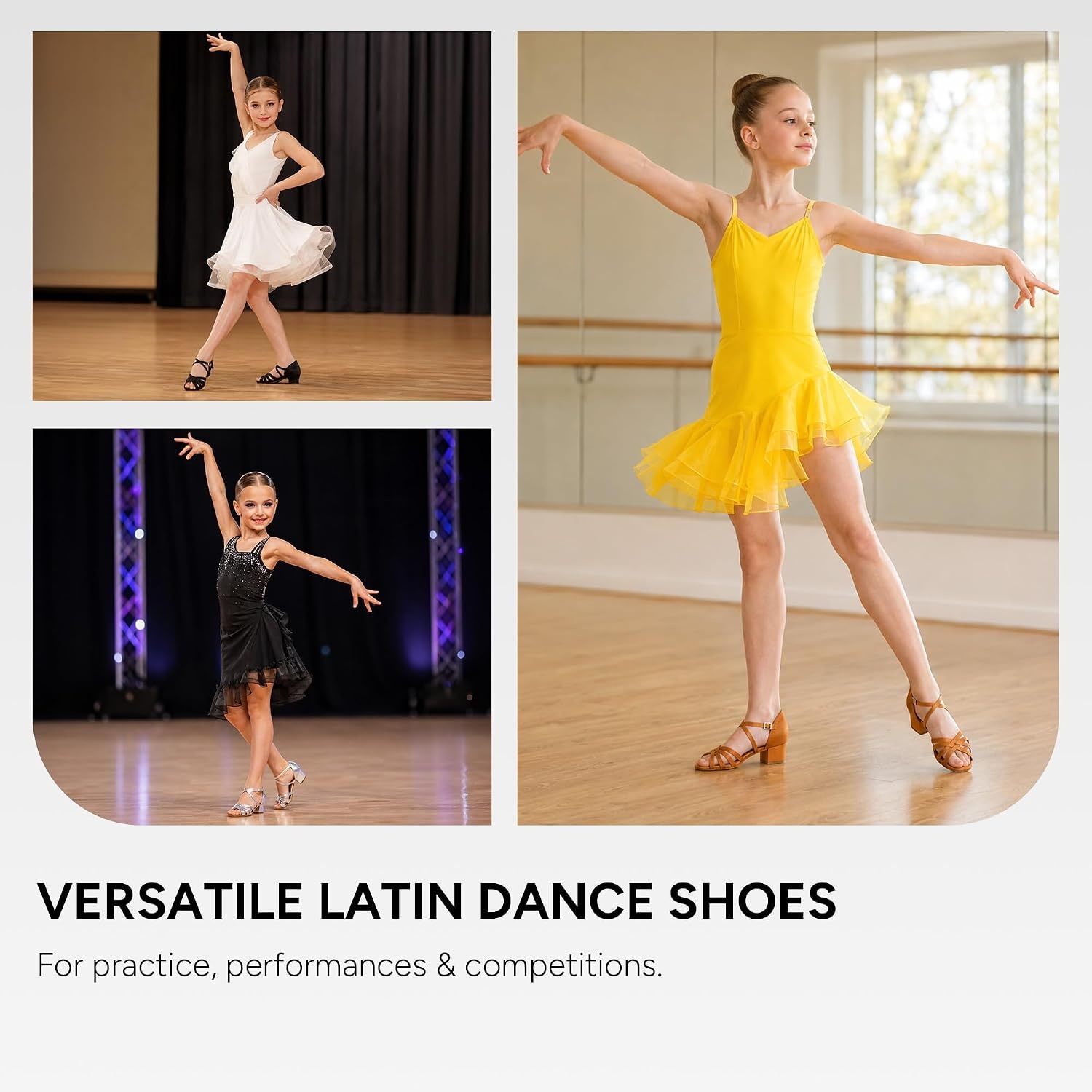 Stelle Girls Latin Dance Shoes Low Heel Ballroom Salsa(Silver)