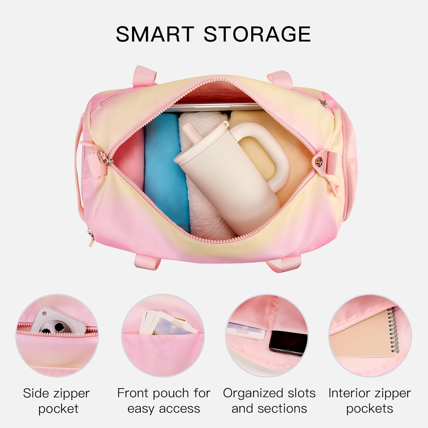 STELLE Dance Bag for Girls Ballet Bag Gifts for Girls Waterproof Sports Gymnastics Bag with Shoe Compartment Cheer Duffle Bag(Sunset Sorbet)