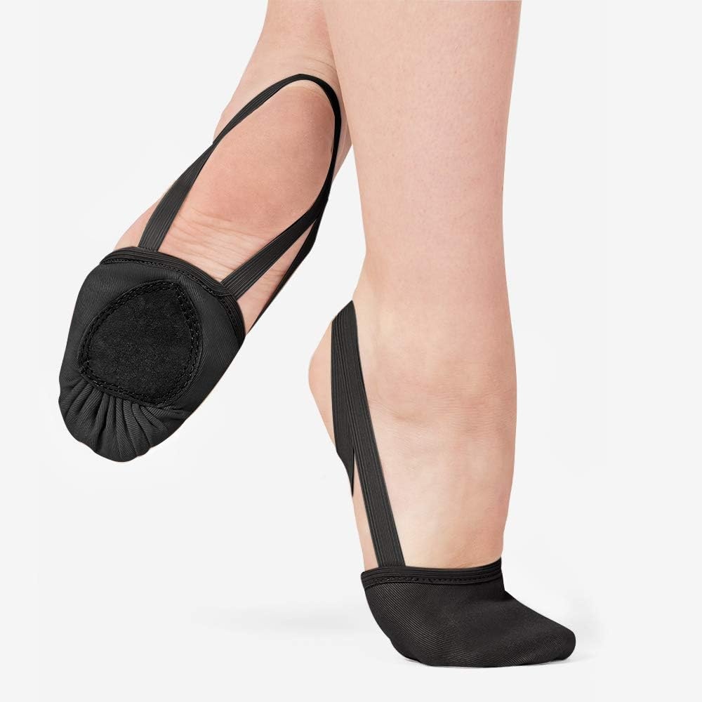 Stelle Half Soles Dance Shoes Women Canvas Lyrical Ballet Pirouette Turners(Black)