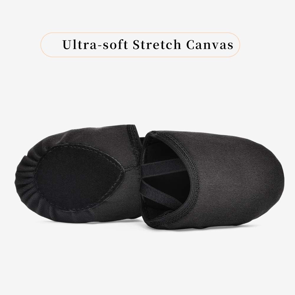 Stelle Half Soles Dance Shoes Women Canvas Lyrical Ballet Pirouette Turners(Black)