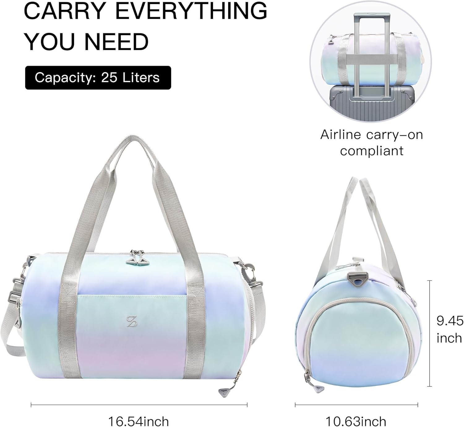 STELLE Dance Bag for Girls Ballet Bag Gifts for Girls Waterproof Sports Gymnastics Bag with Shoe Compartment Cheer Duffle Bag(Lilac Mint1)