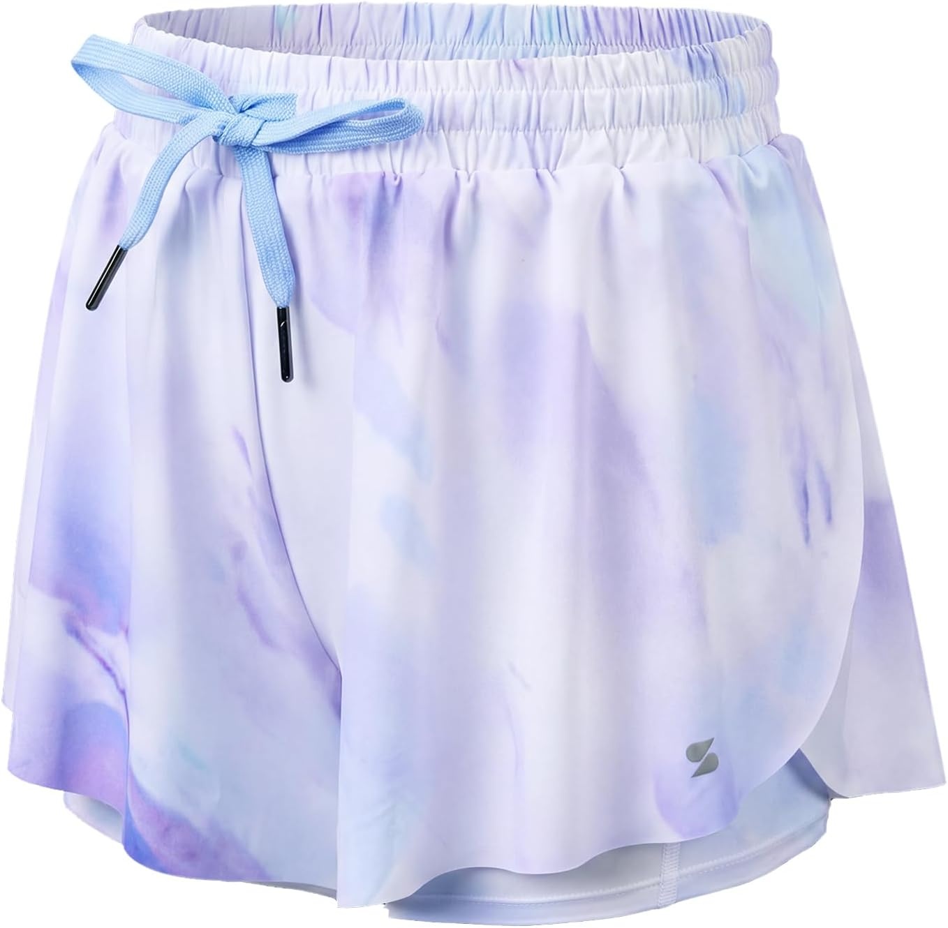 Stelle Girls Butterfly Shorts with Pockets Athletic Running Sports Skirt | 2 in 1 Sports short, 5-16 Years, Lightweight, Breathable, Quick-dry, Compression liner, 2 Inner pockets, Elastic waistband(Lilac Sky)