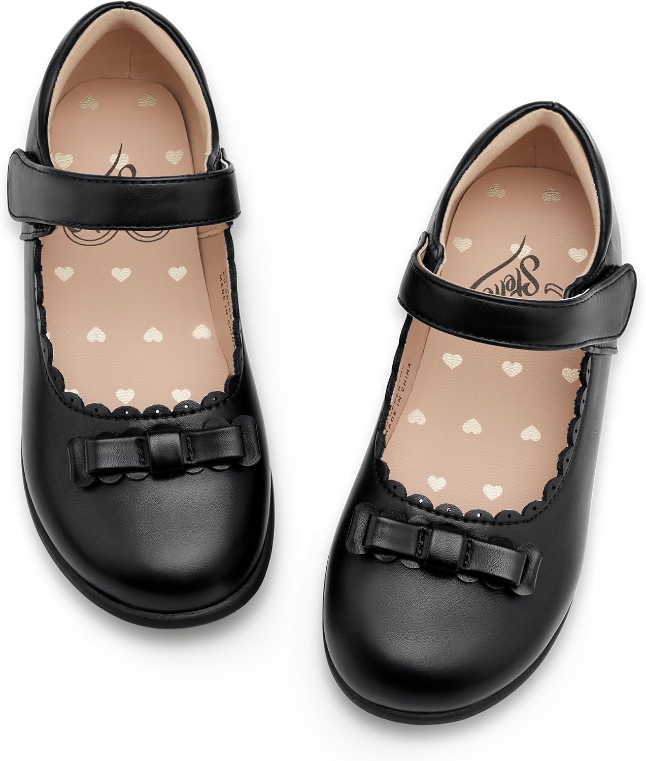 Stelle School Shoes for Girls Bow Mary Jane Dress Shoes(Black)