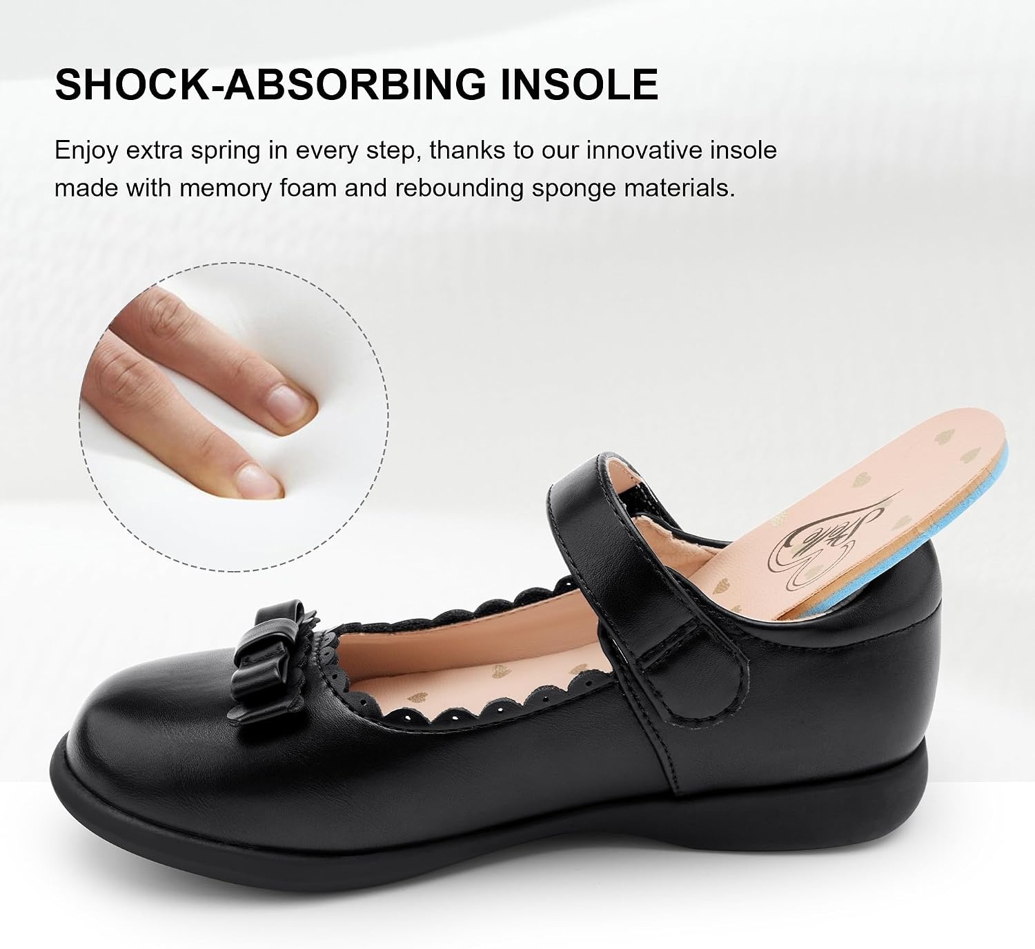 Stelle School Shoes for Girls Bow Mary Jane Dress Shoes(Black)