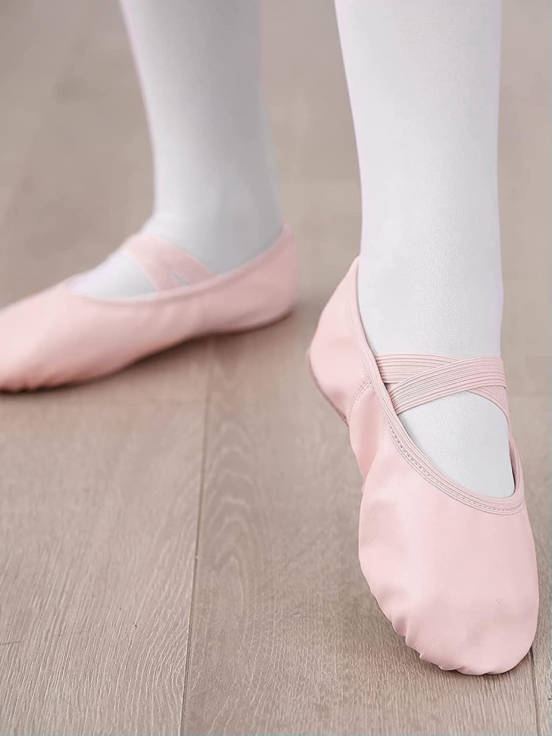 Stelle Ballet Shoes for Girls Genuine Leather Dance Slippers | Toddler ballet shoes, Full leather upper, Suede split sole, Elastic straps, Soft cotton lining, Flexible movement, Beginner(Pink (No-tie))