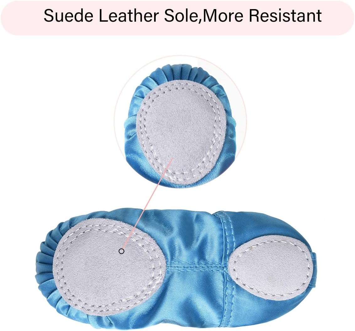 Stelle Ballerina Shoes for Girls Satin Ballet Shoes Ribbons Elastic Straps | Ballet shoes for girls, Ballerina slippers, Soft satin upper, Comfortable lining, Suede leather split sole, Ballet training(Blue)