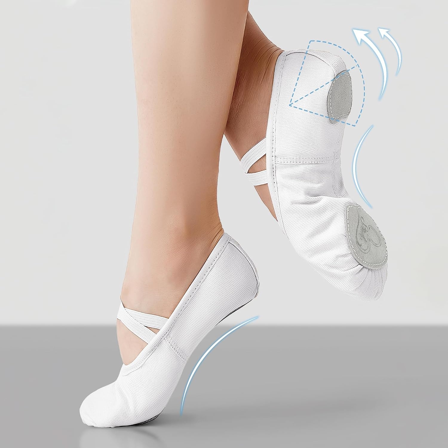 Stelle Ballet Shoes for Women Stretch Canvas Ballet Slippers Dance Yoga(White)
