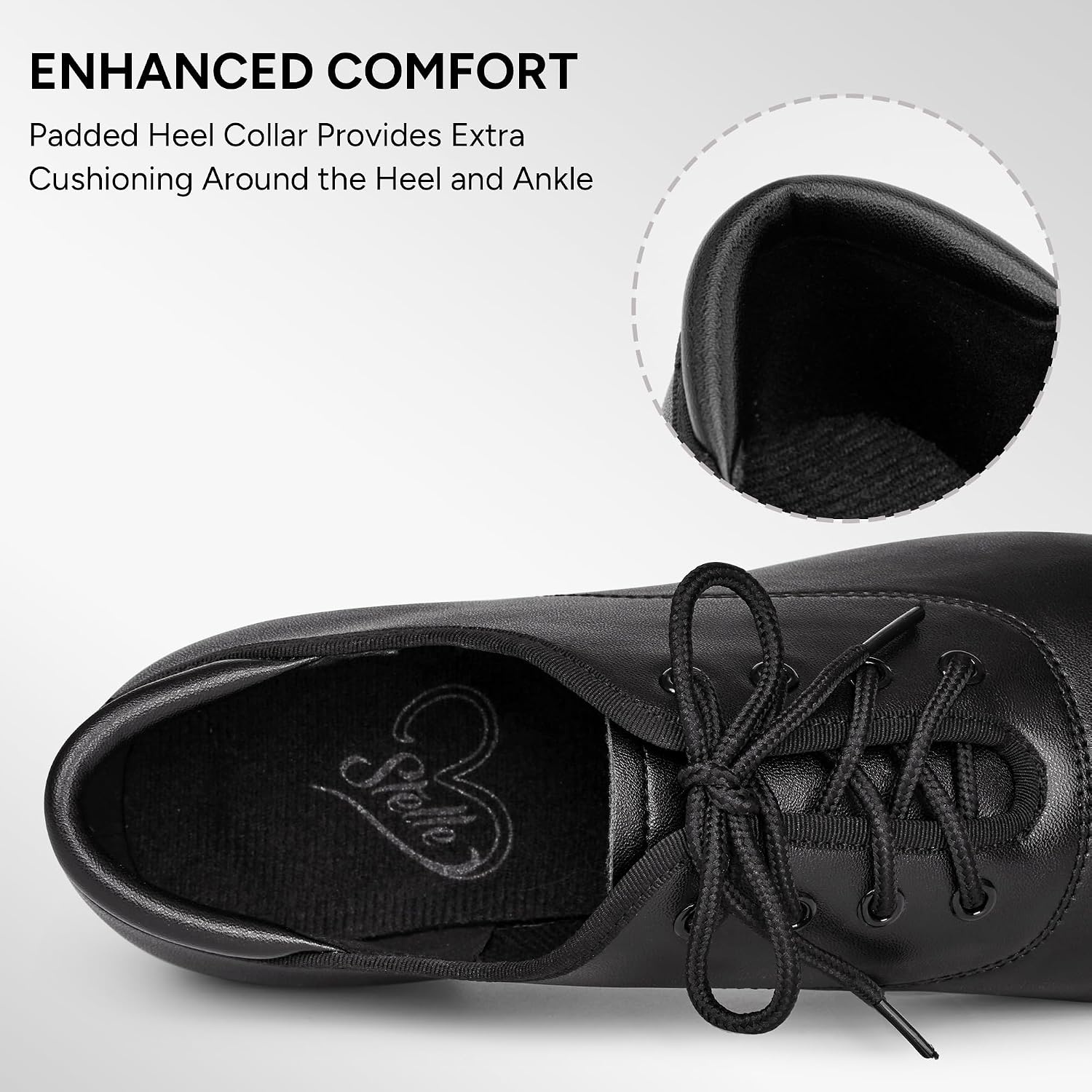 Stelle Tap Shoe for Women Lace Up PU Dance Shoes(Black)