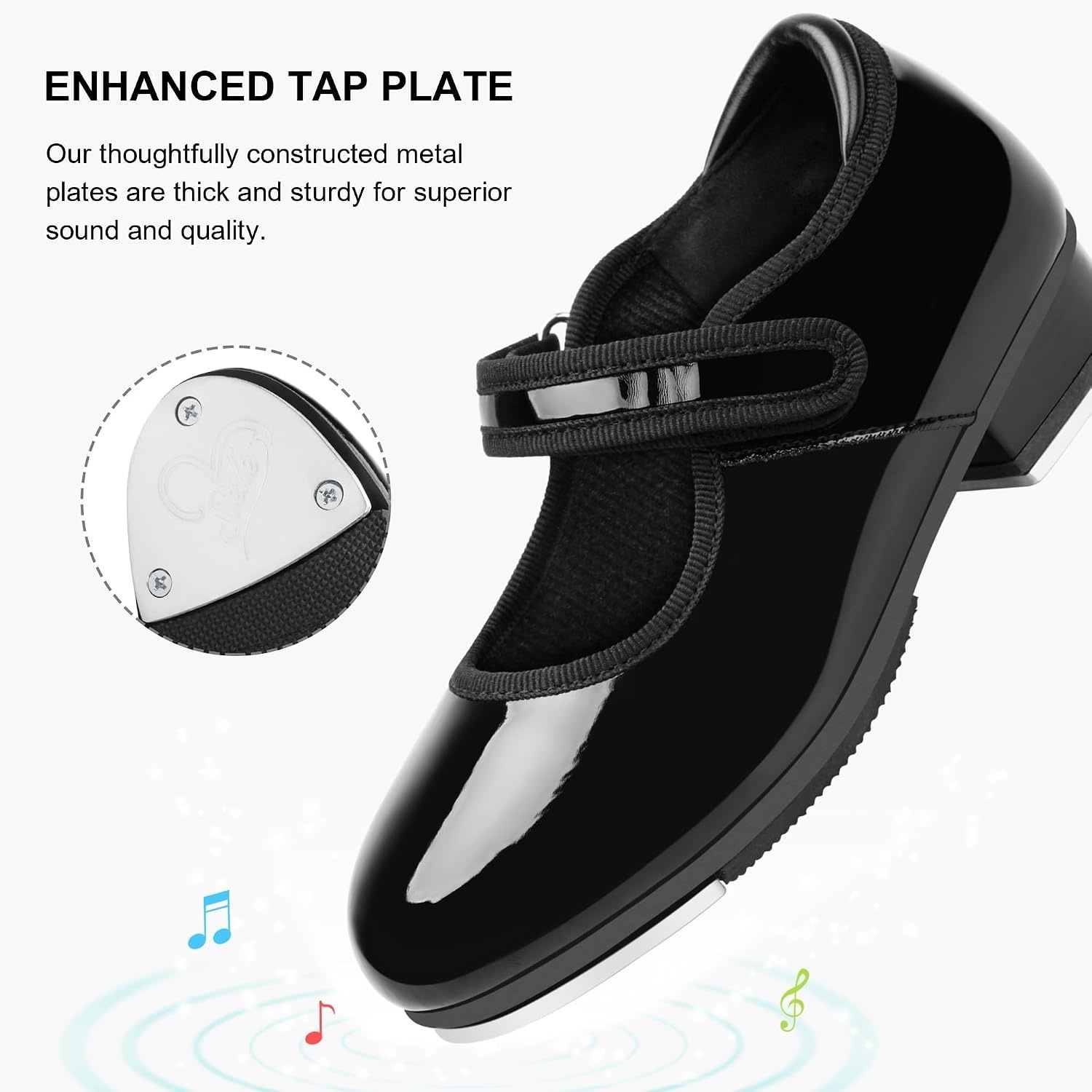Stelle Tap Shoes for Toddler Girls PU Unisex Tap Dance Shoes(B-black)
