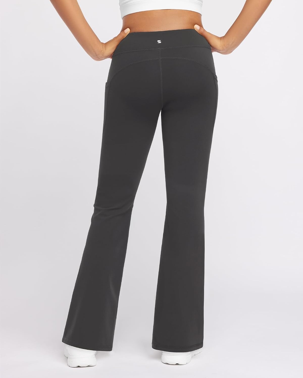 Stelle Girls Fleece Lined Flare Leggings with Pockets Bell Bottom Pants(Charcoal)