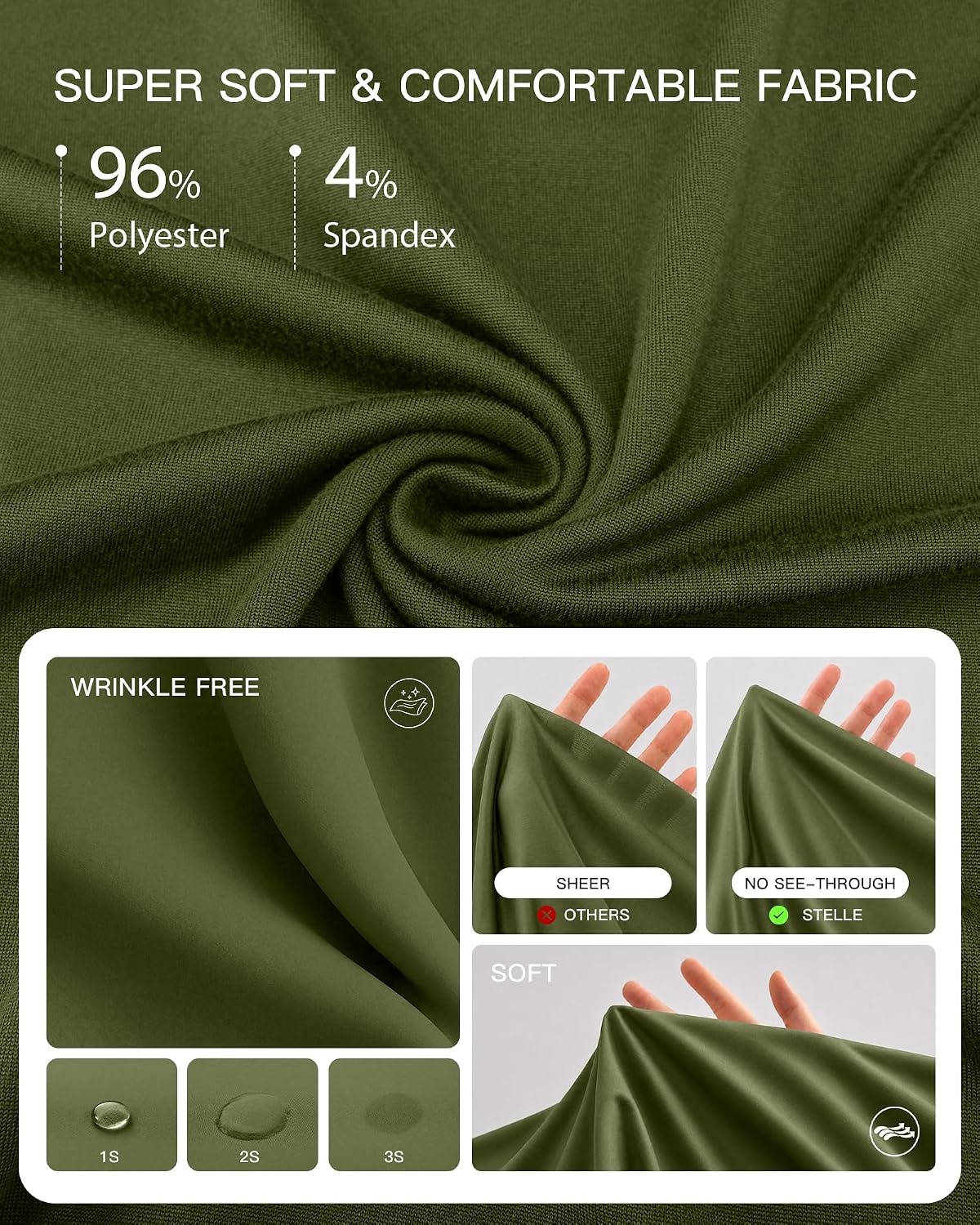 Stelle Non See Through Oversized T Shirts Women Crew Neck Short Sleeve Summer Tops Soft Basic Tee Shirt(Olive Green)
