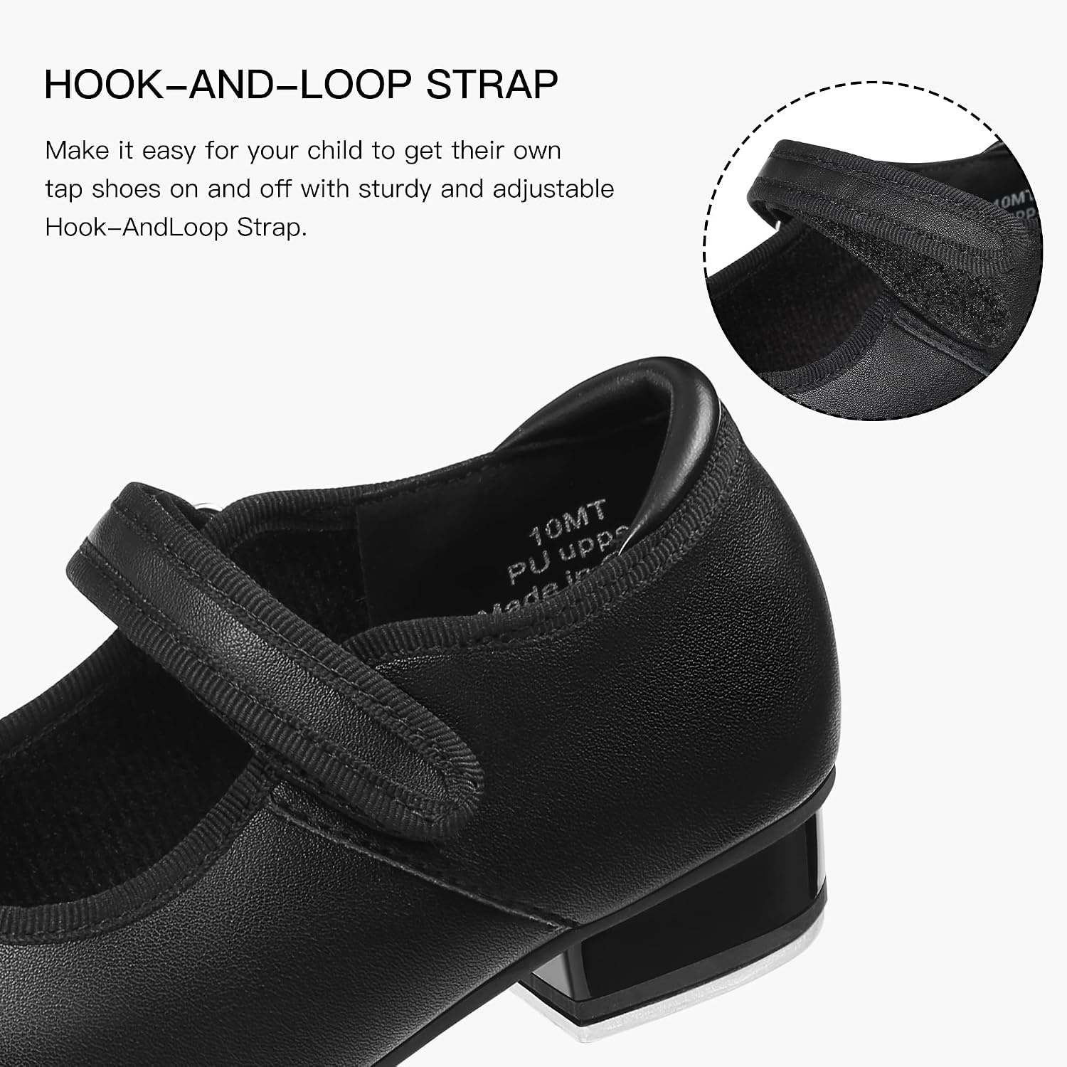 Stelle Tap Shoes for Toddler Girls PU Unisex Tap Dance Shoes(B-black Pu)