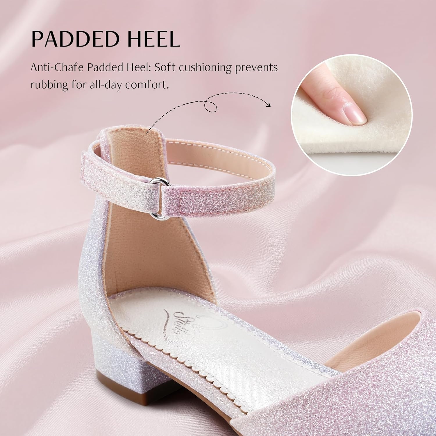 Stelle Girls Low Heel Dress Shoes with Detachable Bow for Wedding Party(Rainbow)