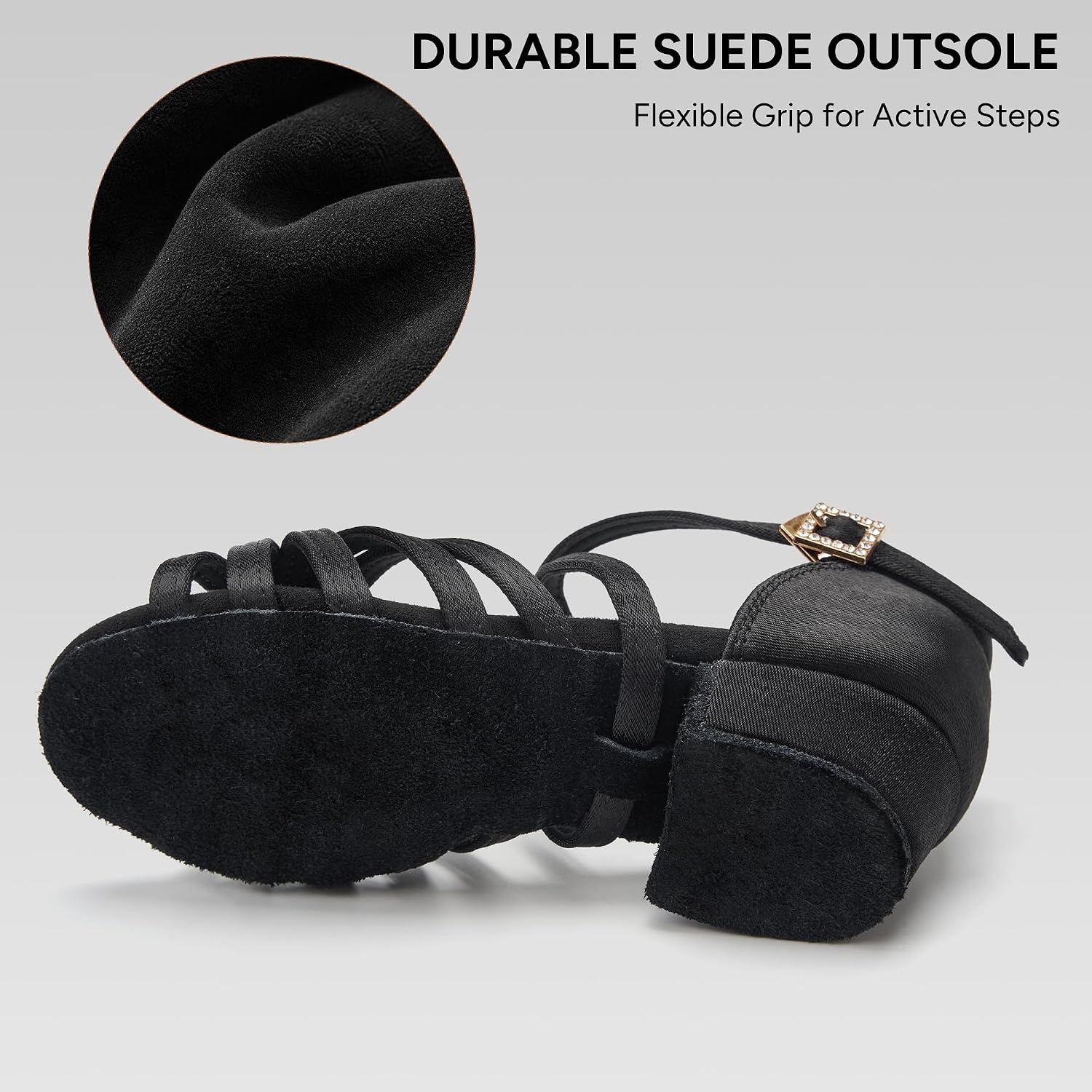 Stelle Girls Latin Dance Shoes Low Heel Ballroom Salsa(Black)
