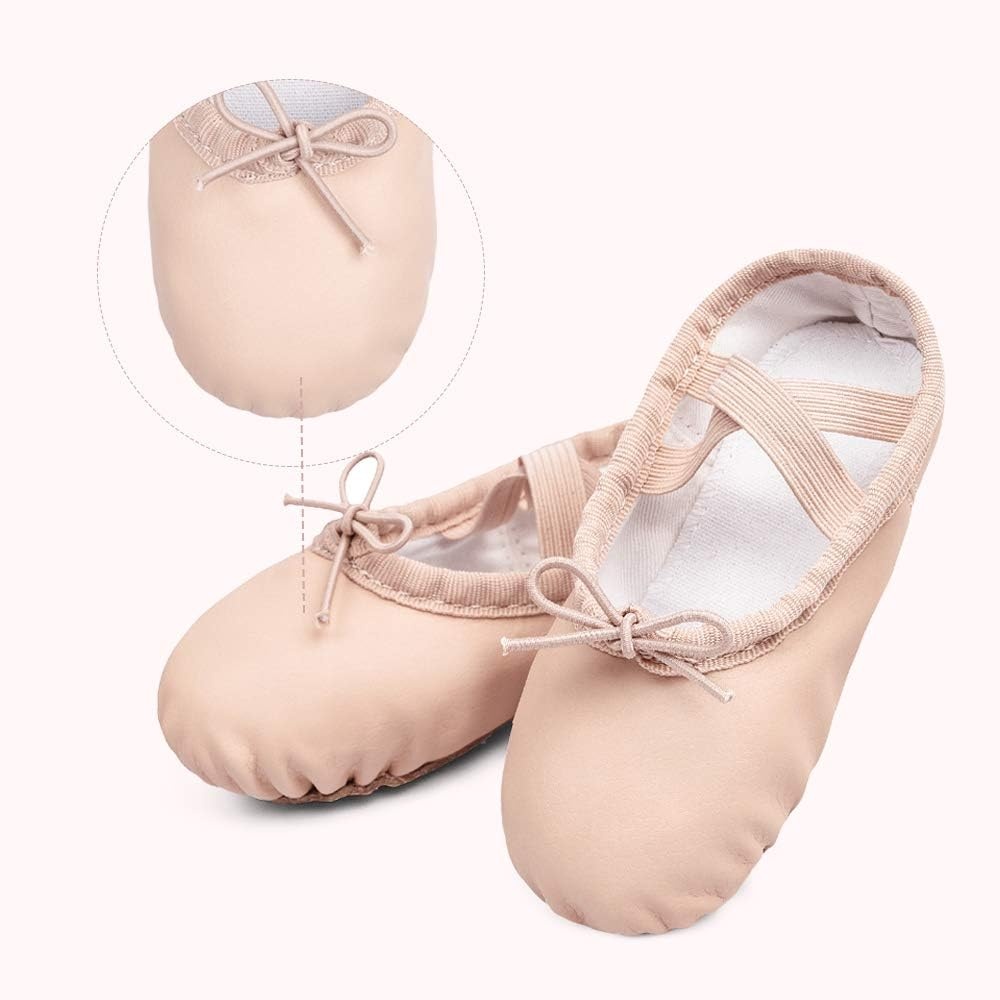 Stelle Ballet Shoes for Girls Toddler Ballet Slippers Soft Leather Boys Dance Shoes for Toddler/Little Kid/Big Kid(Ballet Pink(with Lace))