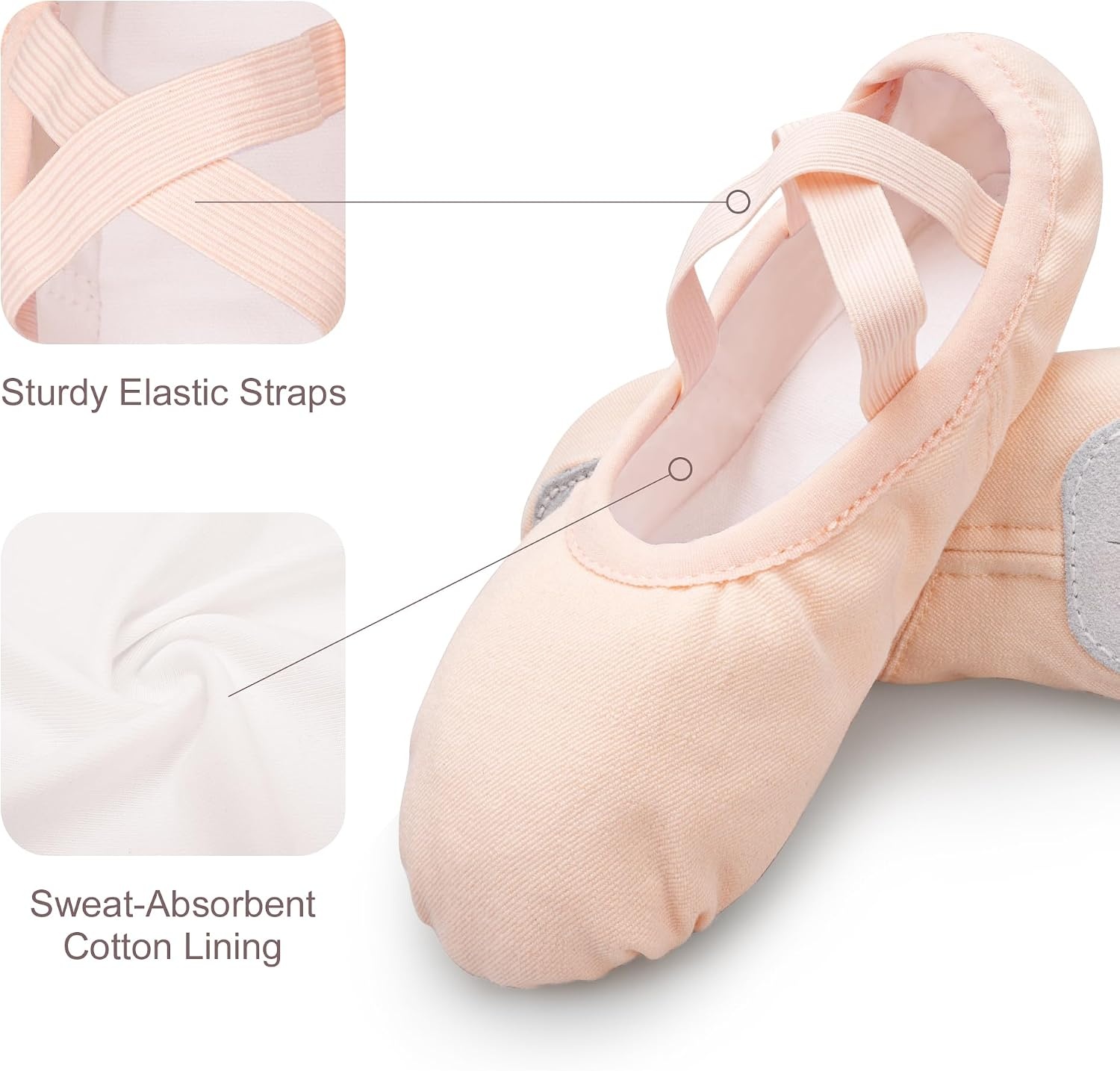 Stelle Ballet Shoes for Women Stretch Canvas Ballet Slippers Dance Yoga(Ballet Pink)