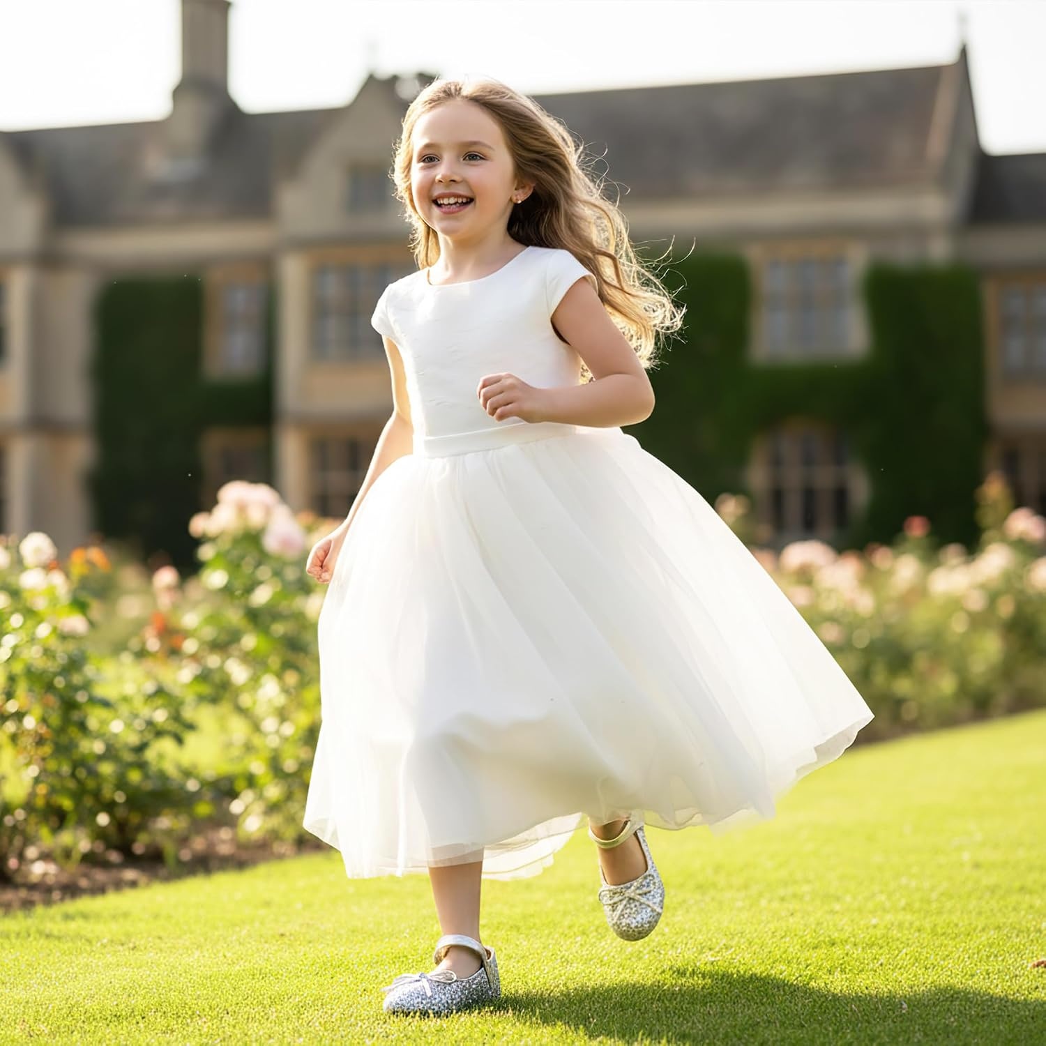 Stelle Girls Dress Shoes Mary Jane Flats for School Party Flower Girl | Hook-and-loop closure, Princess shoes, Cushioned comfort, Uniform, Wedding, Dress occasions, Patent finish, Glitter finish(1-silver)